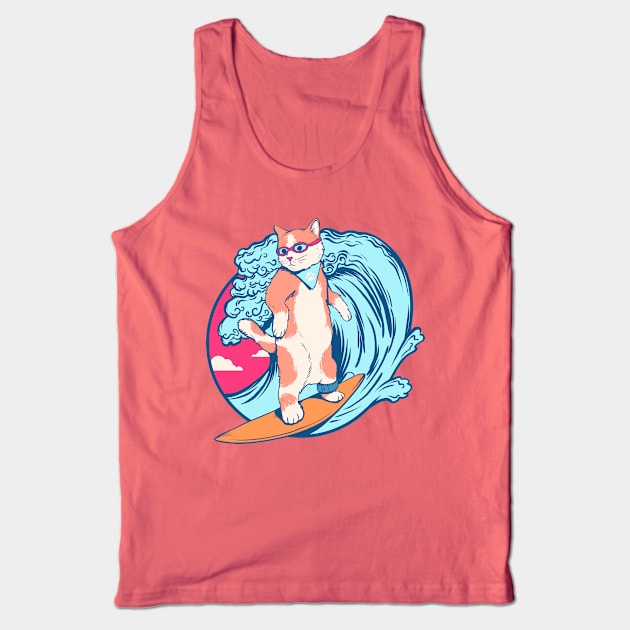 Hang Ten Cat Surfer Tank Top by machmigo